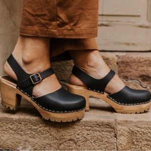 MIA Black Leather Abba Clog Heels